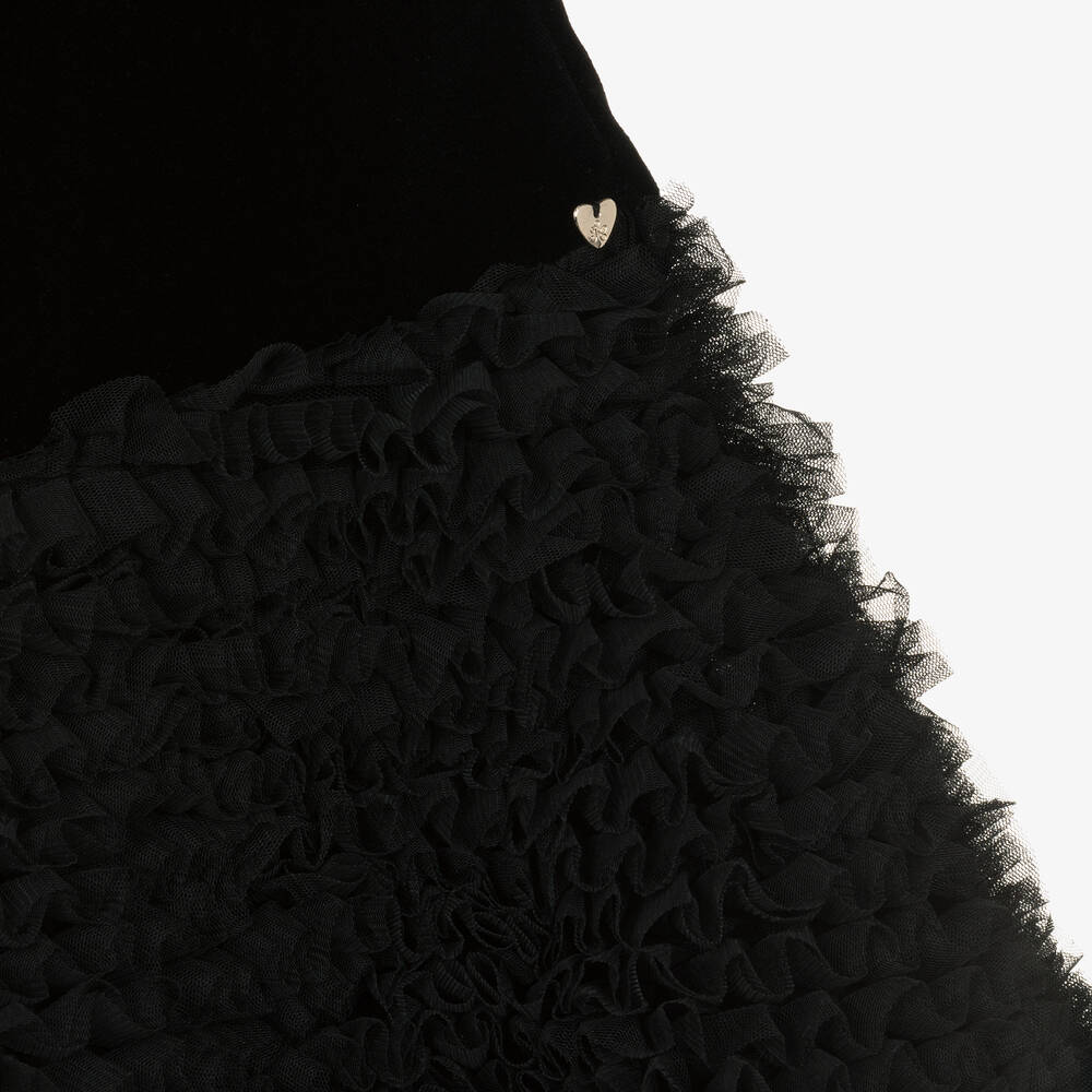 Tartine et Chocolat-فستان مخمل وتول لون أسود | Childrensalon Outlet