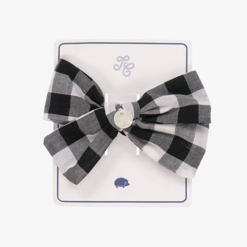 Tartine et Chocolat-Girls Black & White Gingham Hair Clip (8cm) | Childrensalon Outlet