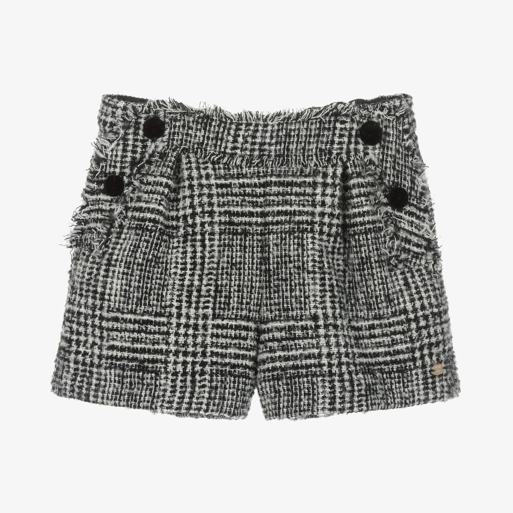 Tartine et Chocolat - Tweed-Wollshorts Schwarz/Weiß | Childrensalon