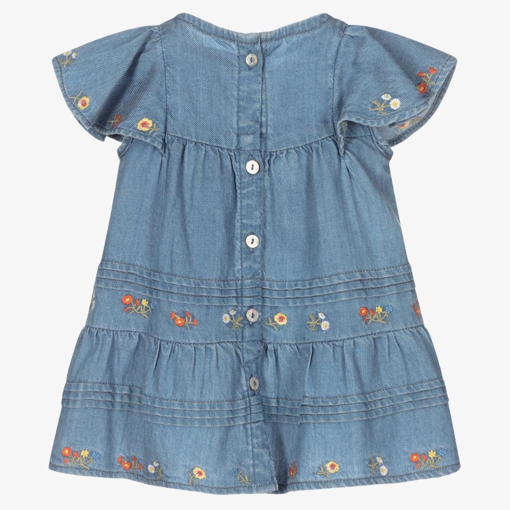 Tartine et Chocolat-Голубое платье из шамбре для девочек | Childrensalon Outlet