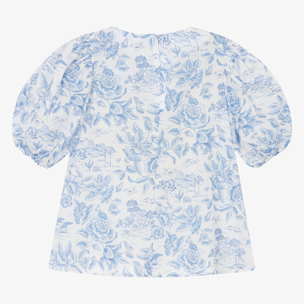 Tartine et Chocolat-بلوز قطن لون أبيض بطبعة ورود للبنات | Childrensalon Outlet