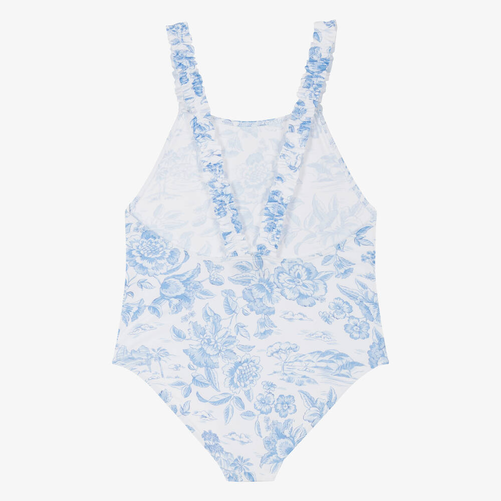 Tartine et Chocolat-Girls Blue Floral Liberty Print Swimsuit | Childrensalon Outlet