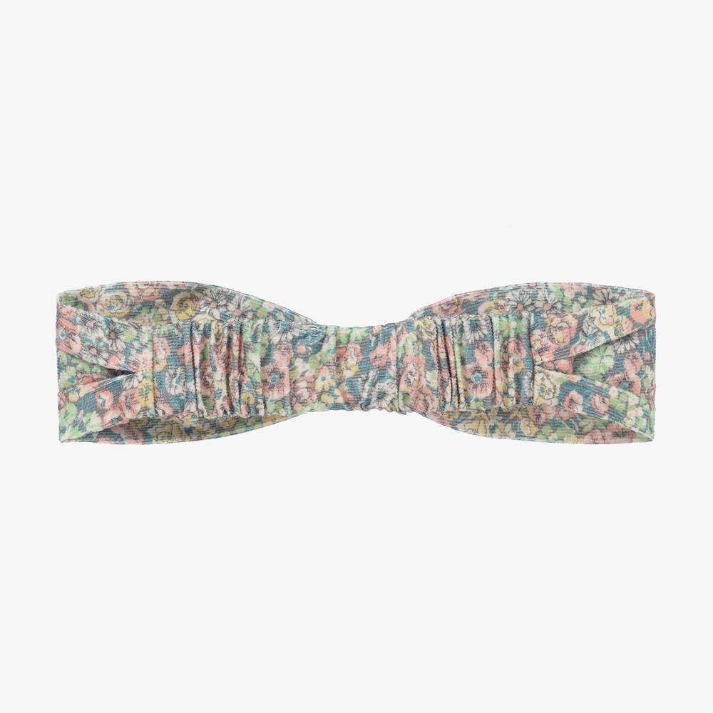 Tartine et Chocolat-Girls Blue & Green Cotton Floral Headband | Childrensalon Outlet