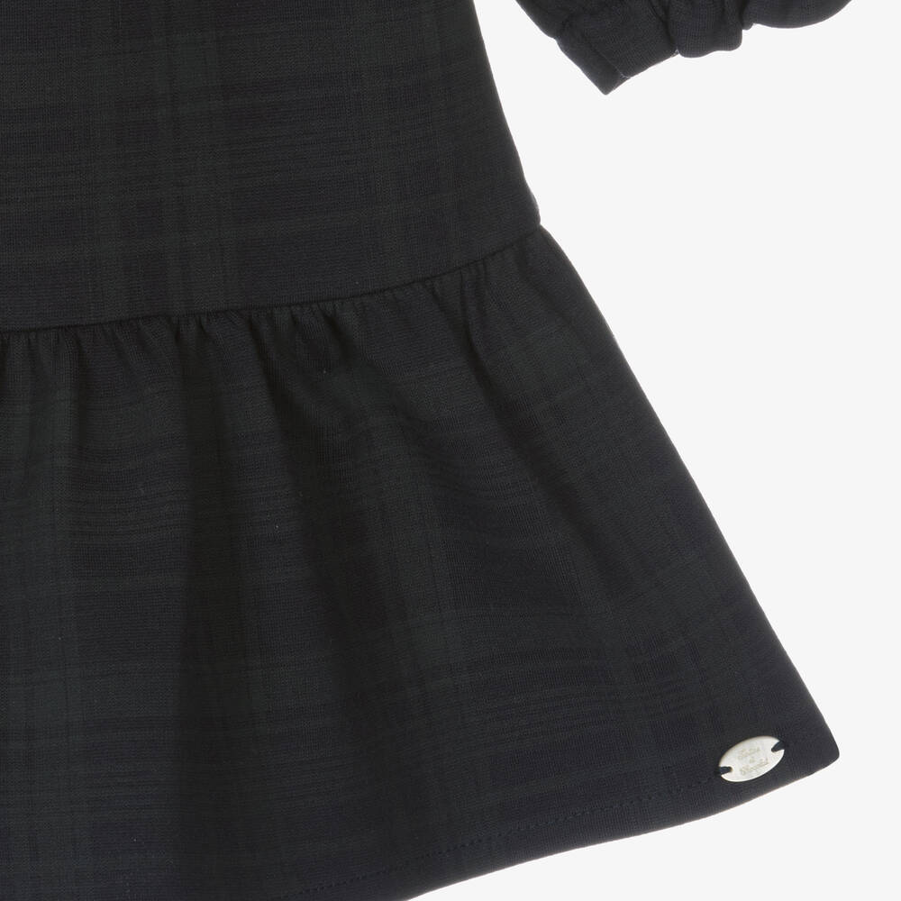 Tartine et Chocolat-Сине-серое трикотажное платье в клетку | Childrensalon Outlet