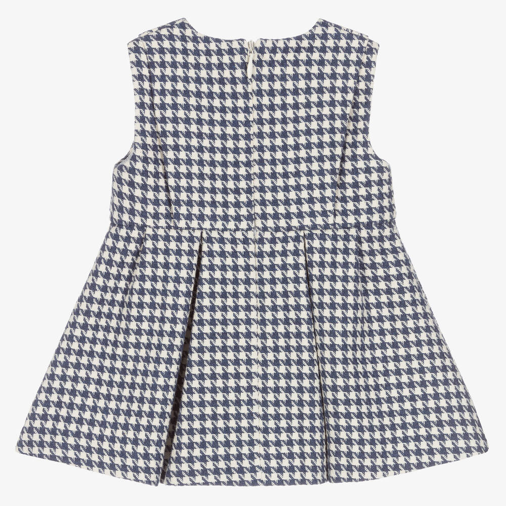 Tartine et Chocolat-فستان قطن كاروهات لون كحلي وعاجي | Childrensalon Outlet