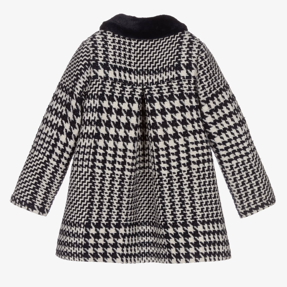 Tartine et Chocolat-Girls Blue & Ivory Tweed Coat | Childrensalon Outlet