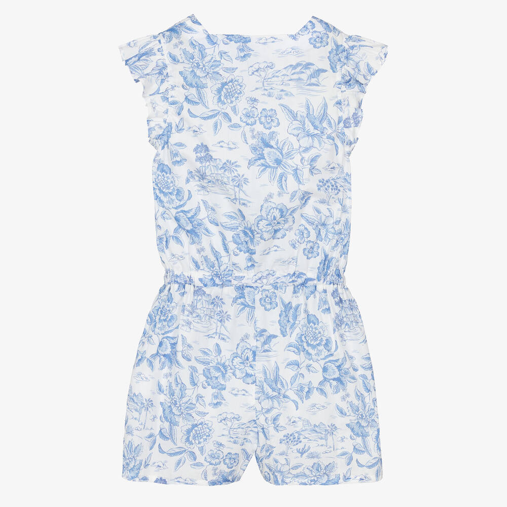 Tartine et Chocolat-Girls Blue Liberty Floral Cotton Playsuit | Childrensalon Outlet