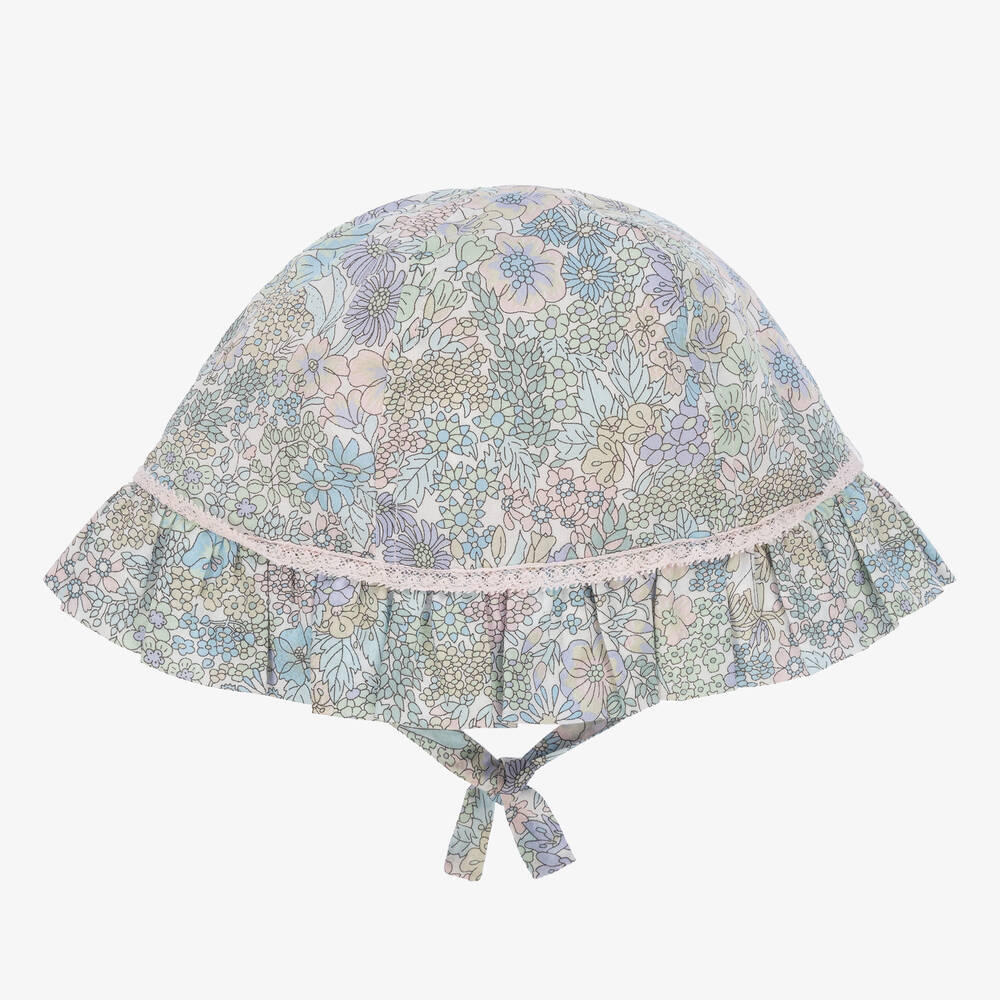 Tartine et Chocolat-Girls Blue Liberty Print Floral Hat | Childrensalon Outlet