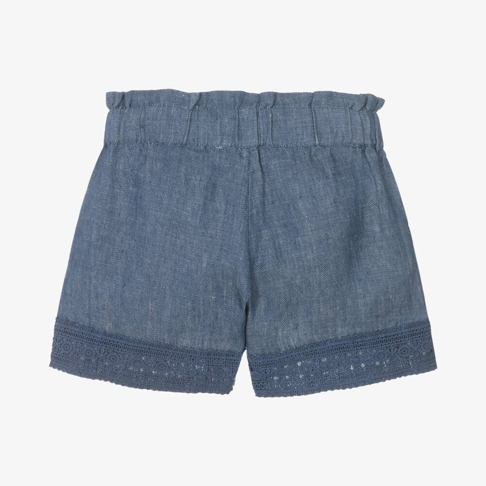 Tartine et Chocolat-Голубые шорты из льняного шамбре | Childrensalon Outlet