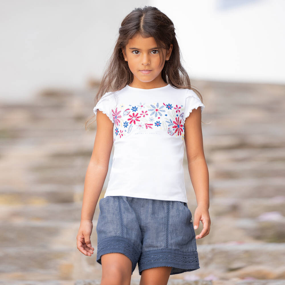 Tartine et Chocolat-Голубые шорты из льняного шамбре | Childrensalon Outlet