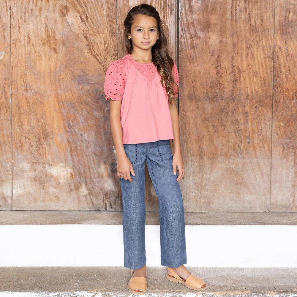 Tartine et Chocolat-Синие брюки из льняного шамбре | Childrensalon Outlet