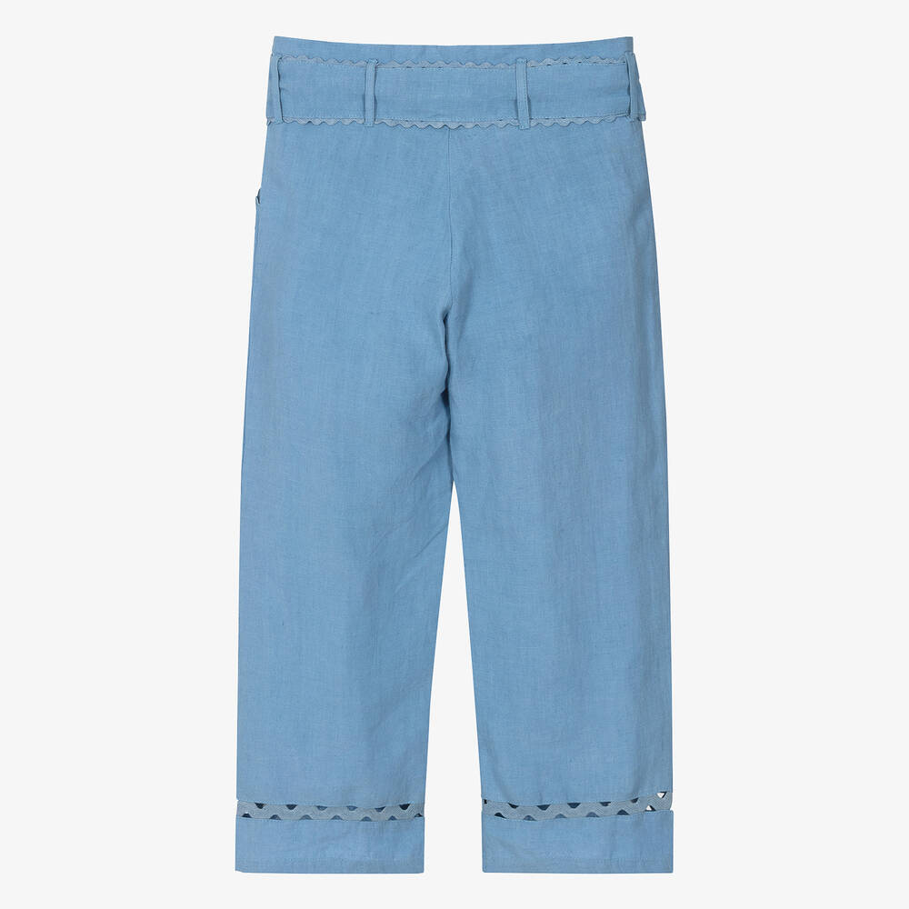 Tartine et Chocolat-بنطلون كتان لون أزرق للبنات | Childrensalon Outlet