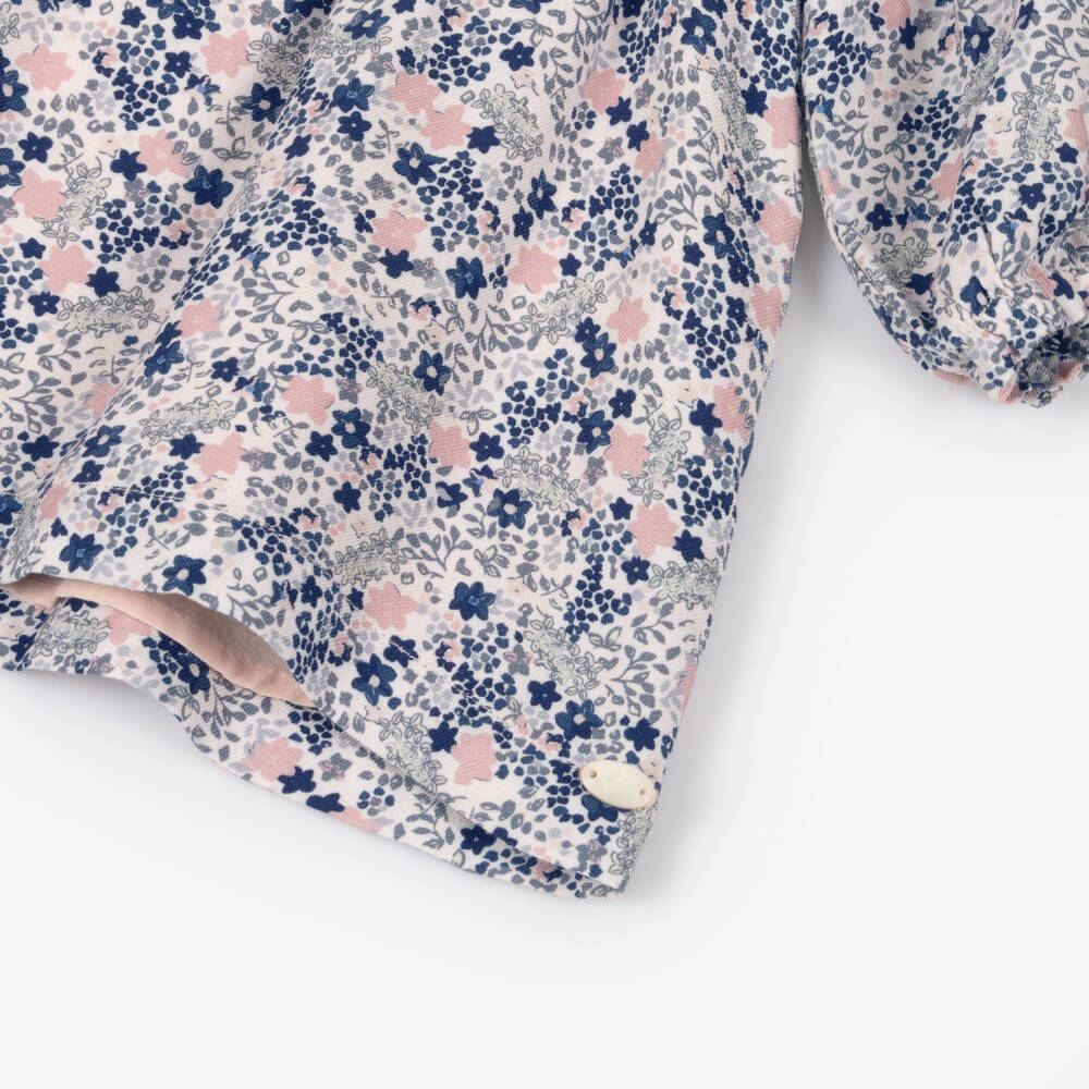 Tartine et Chocolat-Girls Blue & Pink Ditsy Floral Long Sleeve Dress | Childrensalon Outlet