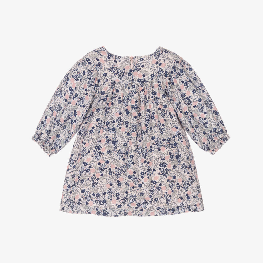 Tartine et Chocolat-Girls Blue & Pink Ditsy Floral Long Sleeve Dress | Childrensalon Outlet