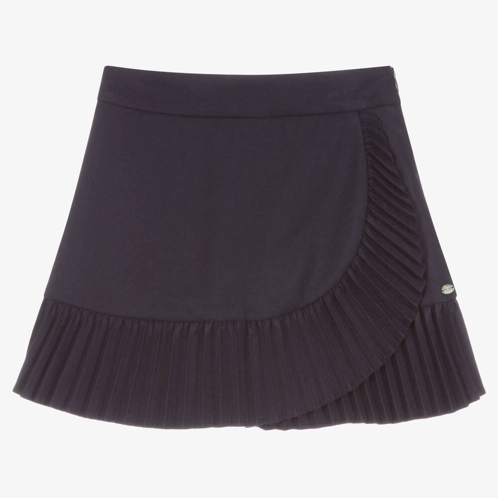 Tartine et Chocolat - Girls Blue Pleated Frill Skirt | Childrensalon