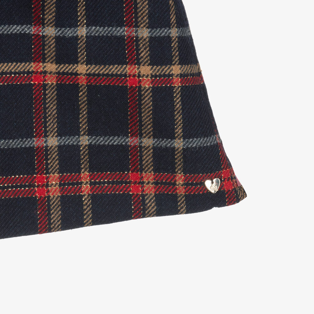 Tartine et Chocolat-فستان مزيج قطن وصوف تارتان لون كحلي وأحمر | Childrensalon Outlet