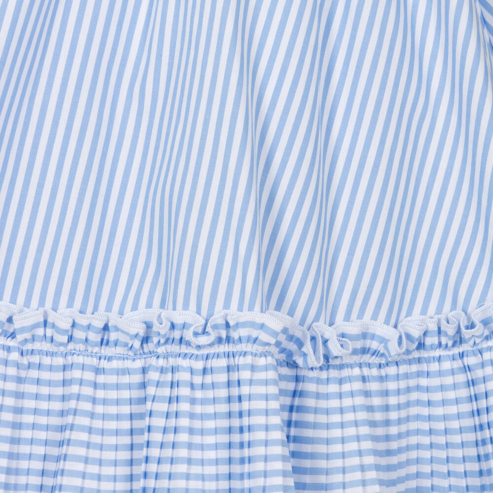 Tartine et Chocolat-Girls Blue & White Striped Cotton Dress | Childrensalon Outlet