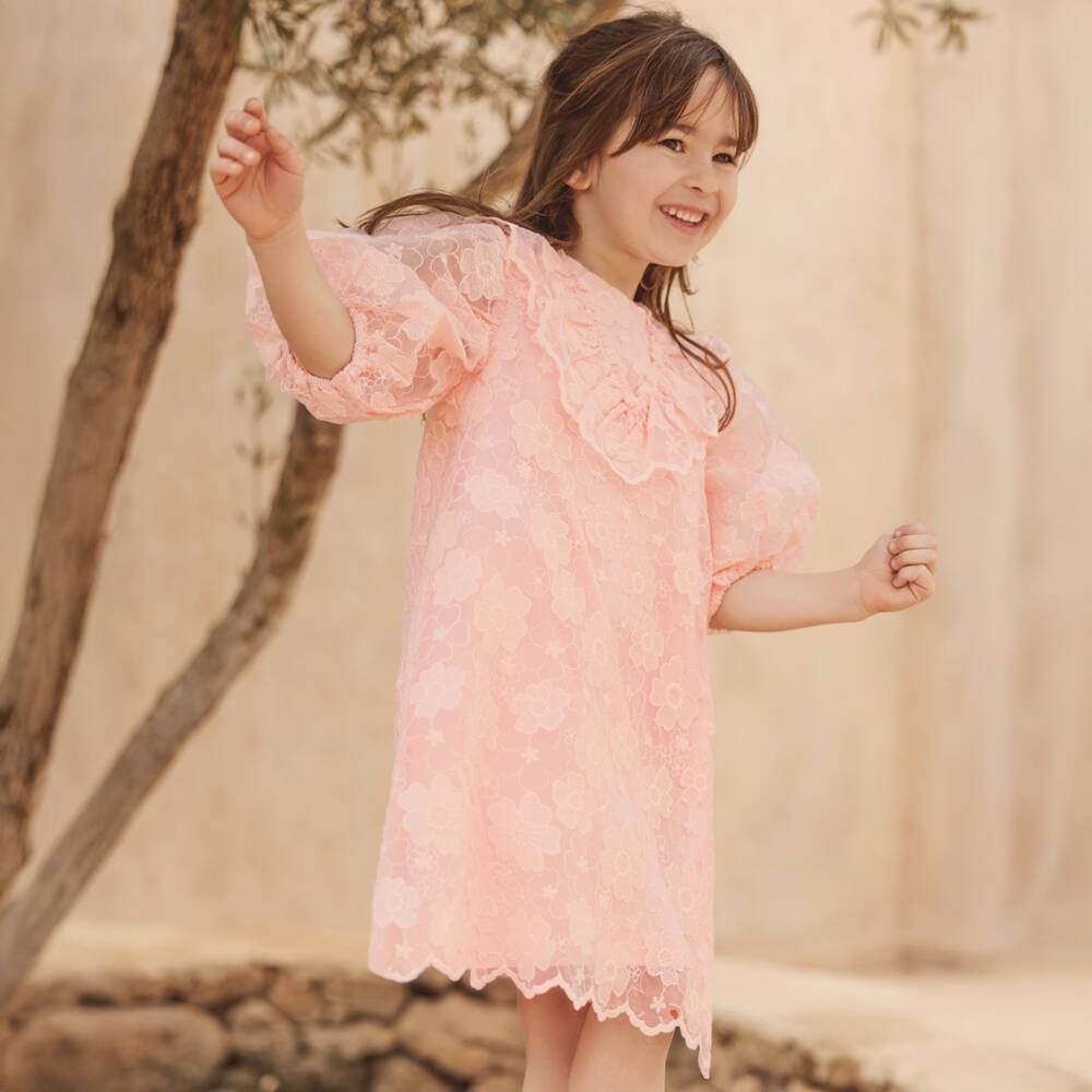 Tartine et Chocolat-Girls Blush Floral Organza Gown | Childrensalon Outlet