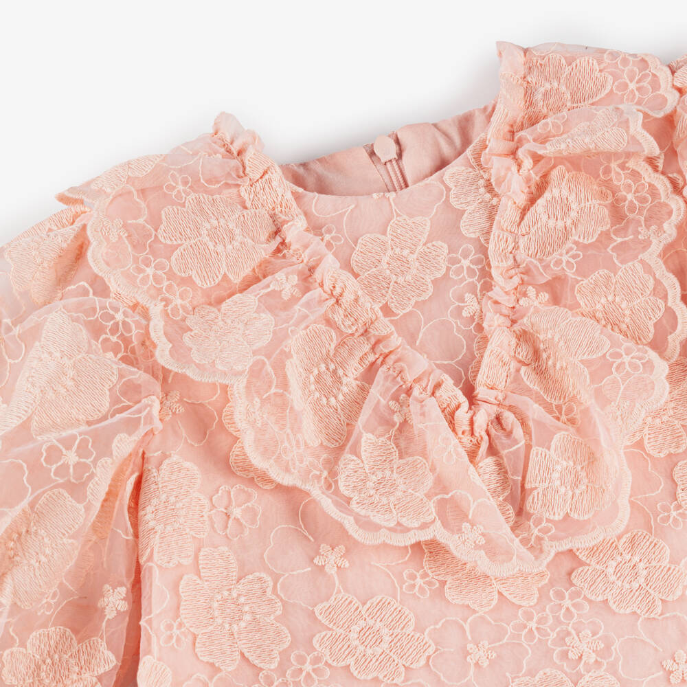 Tartine et Chocolat-Girls Blush Floral Organza Gown | Childrensalon Outlet