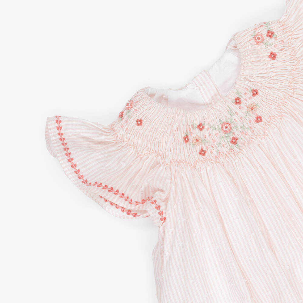 Tartine et Chocolat-Girls' Blush Handcrafted Cotton Frock | Childrensalon Outlet