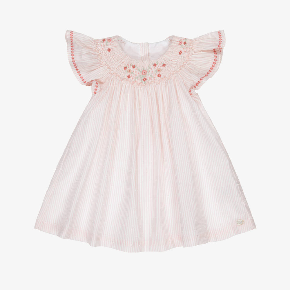 Tartine et Chocolat-Girls' Blush Handcrafted Cotton Frock | Childrensalon Outlet
