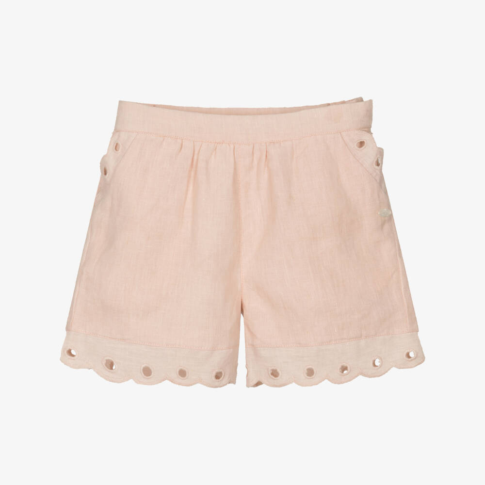 Tartine et Chocolat-Girls Blush Linen Breezy Shorts | Childrensalon Outlet