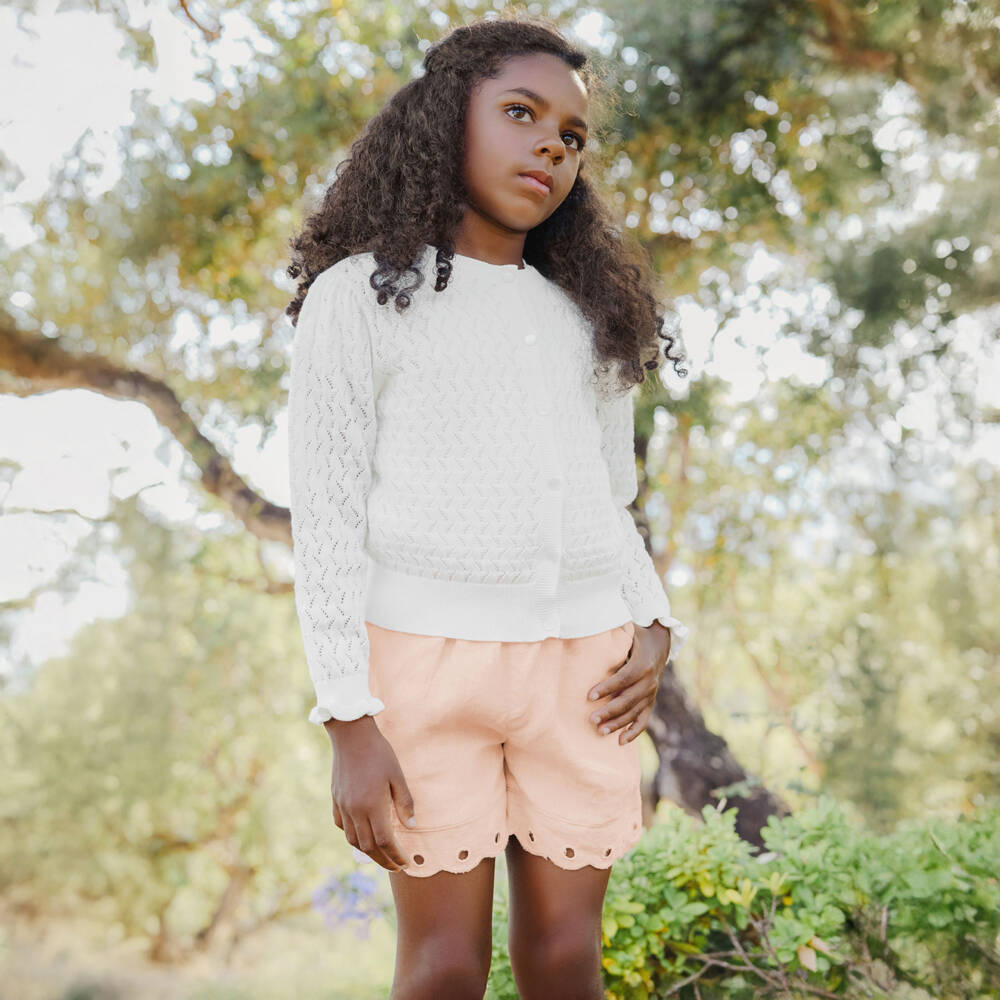 Tartine et Chocolat-Girls Blush Linen Breezy Shorts | Childrensalon Outlet