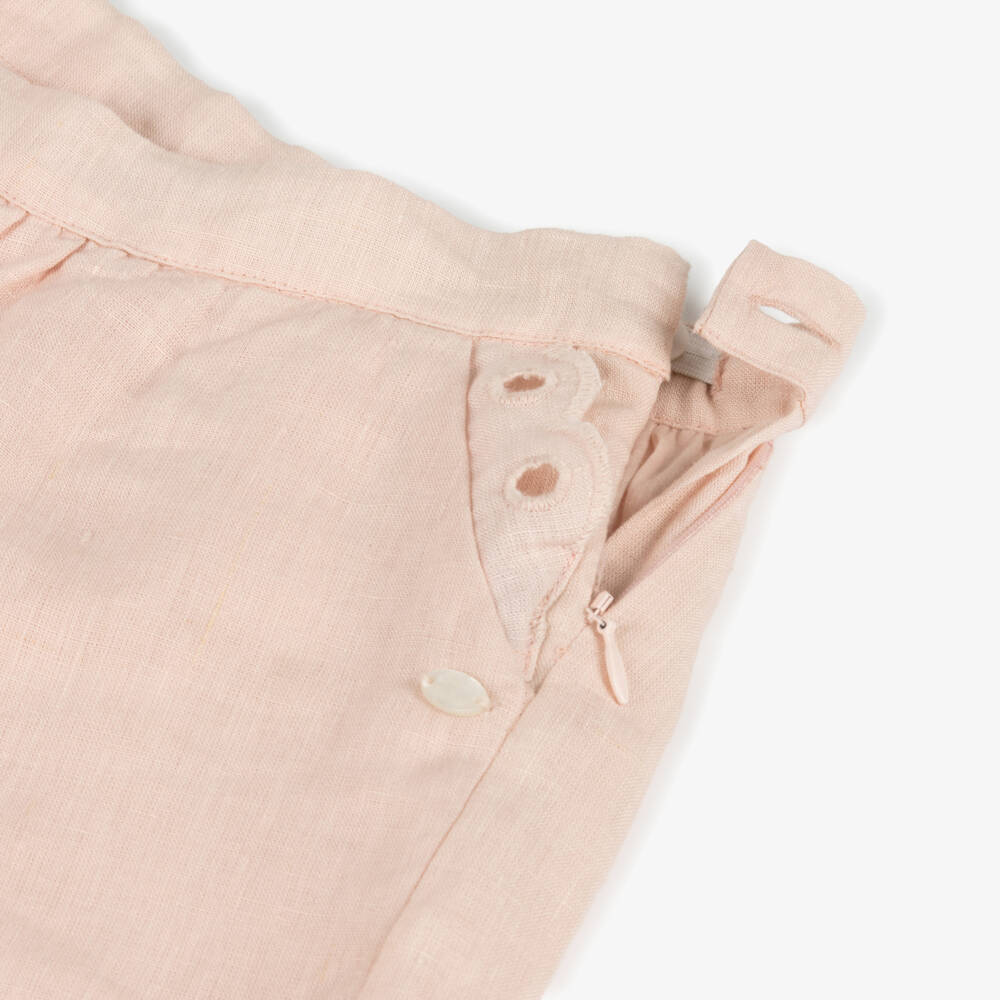 Tartine et Chocolat-Girls Blush Linen Breezy Shorts | Childrensalon Outlet