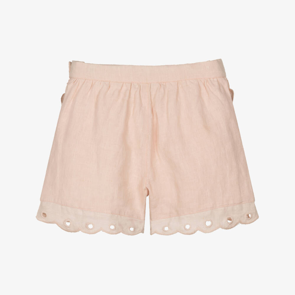 Tartine et Chocolat-Girls Blush Linen Breezy Shorts | Childrensalon Outlet