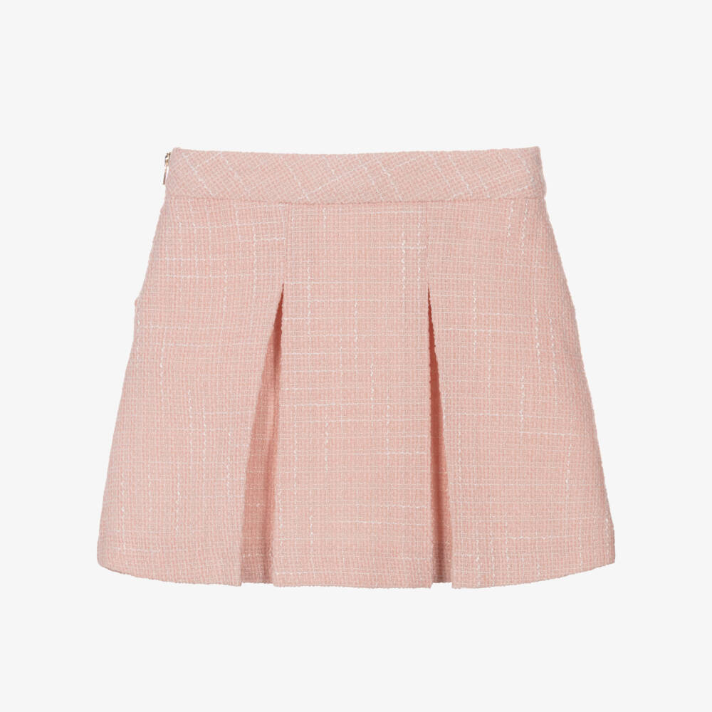 Tartine et Chocolat-Girls Blush Pleated Tweed Skirt | Childrensalon Outlet