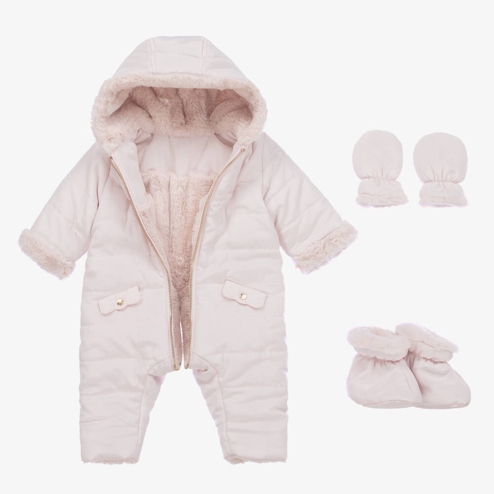 Tartine et Chocolat-Girls Blush Reversible Cozy Snowsuit | Childrensalon Outlet