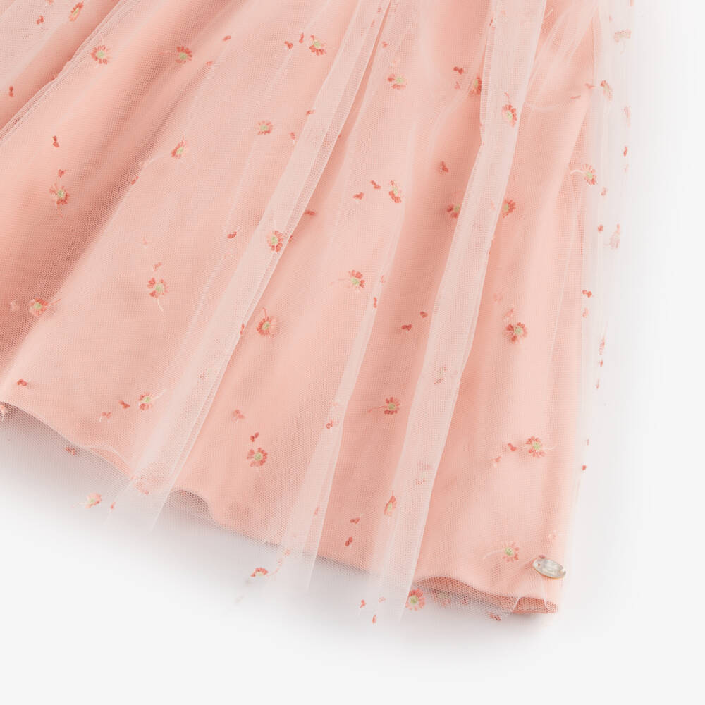 Tartine et Chocolat-Girls Blush Tulle Embroidered Dress | Childrensalon Outlet