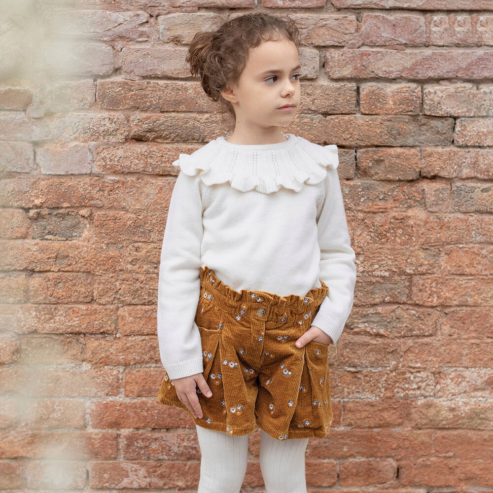 Tartine et Chocolat-Girls Brown Corduroy Shorts | Childrensalon Outlet
