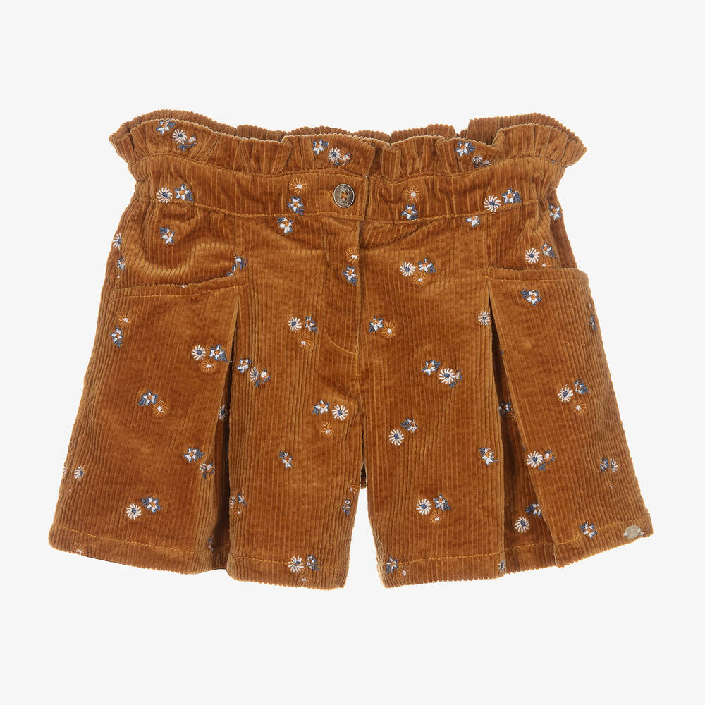 Tartine et Chocolat - Girls Brown Corduroy Shorts | Childrensalon