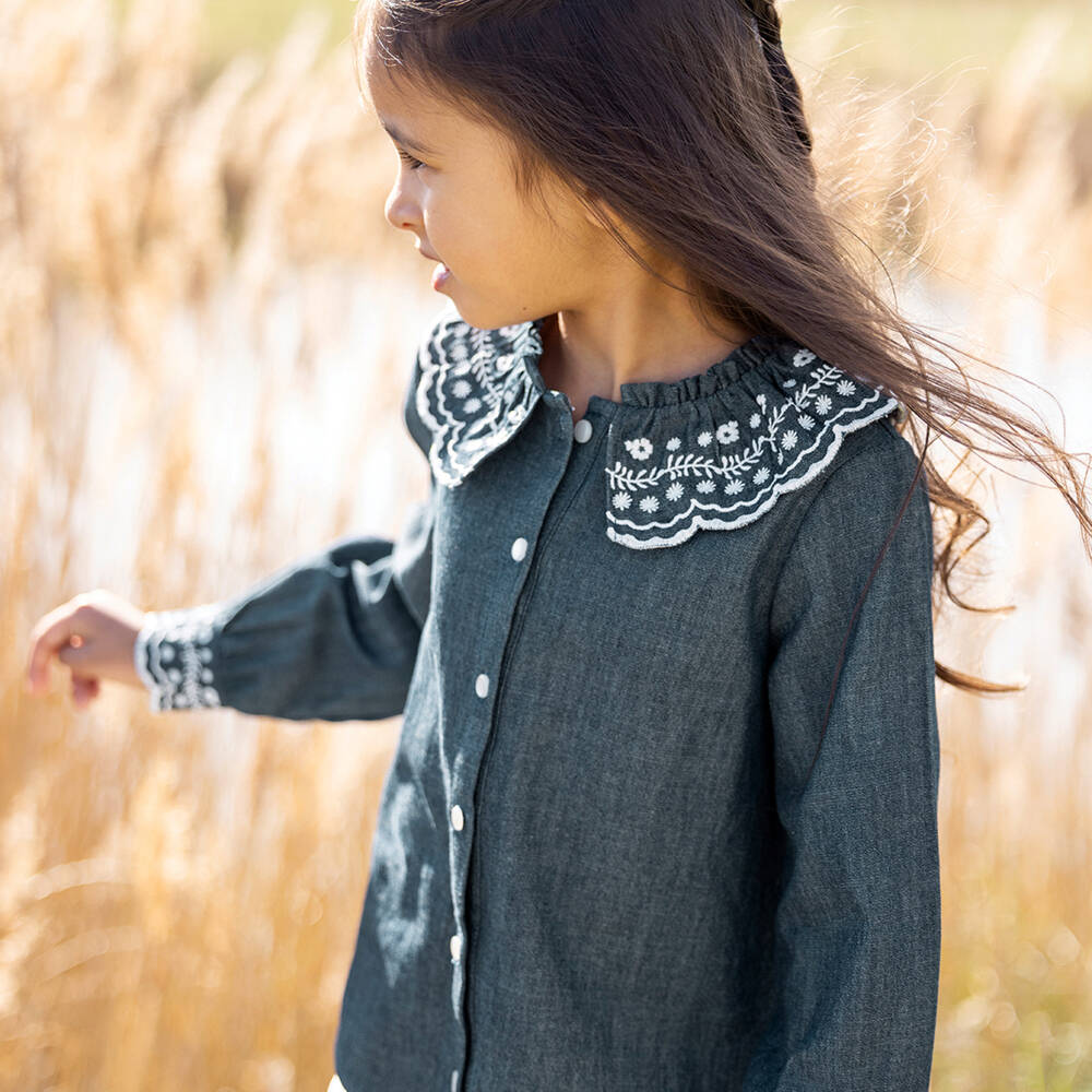 Tartine et Chocolat-بلوزة شامبراي لون أزرق | Childrensalon Outlet