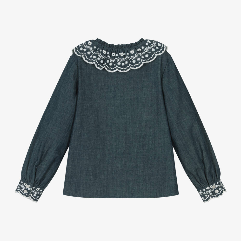 Tartine et Chocolat-بلوزة شامبراي لون أزرق | Childrensalon Outlet