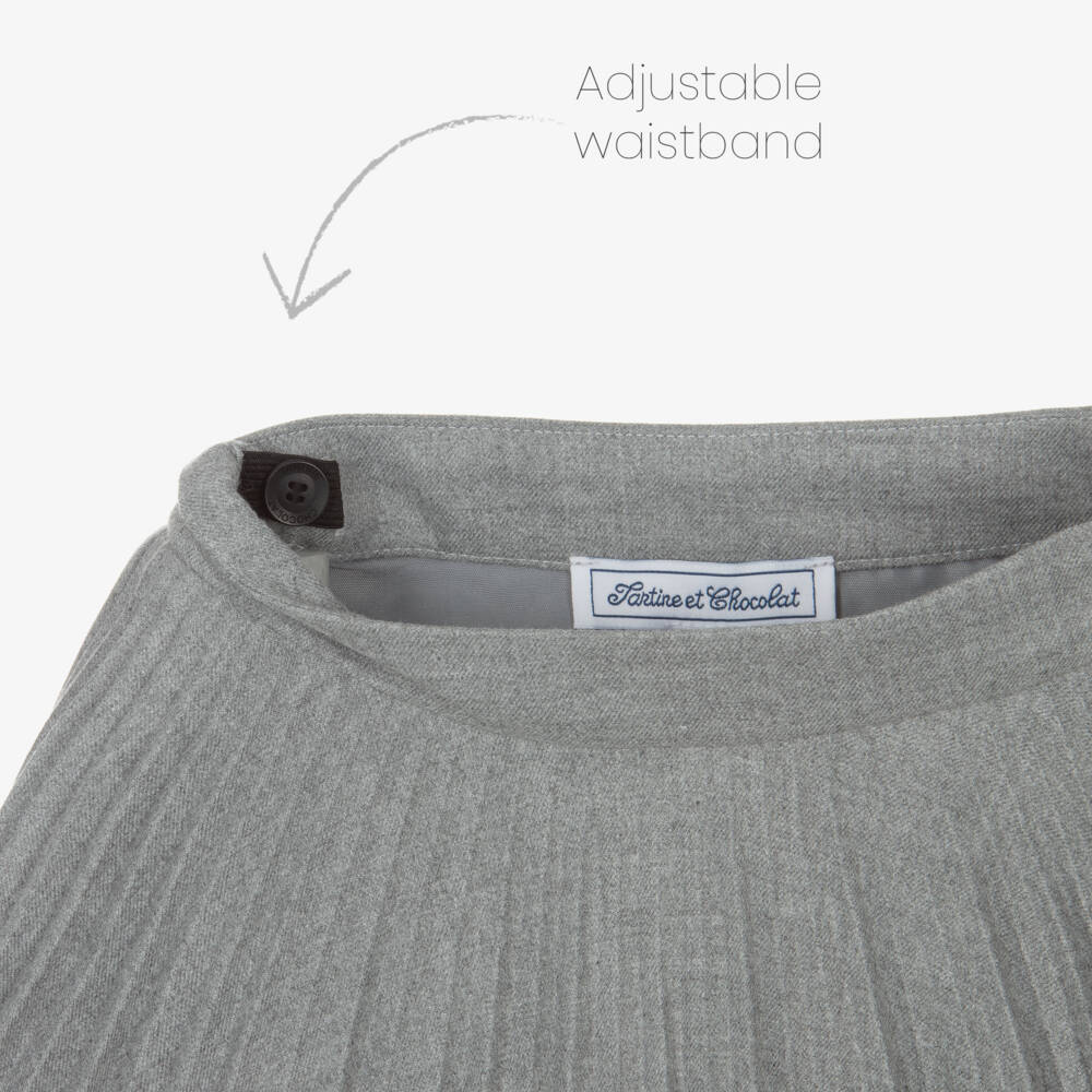 Tartine et Chocolat-تنورة بكسرات لون رمادي | Childrensalon Outlet