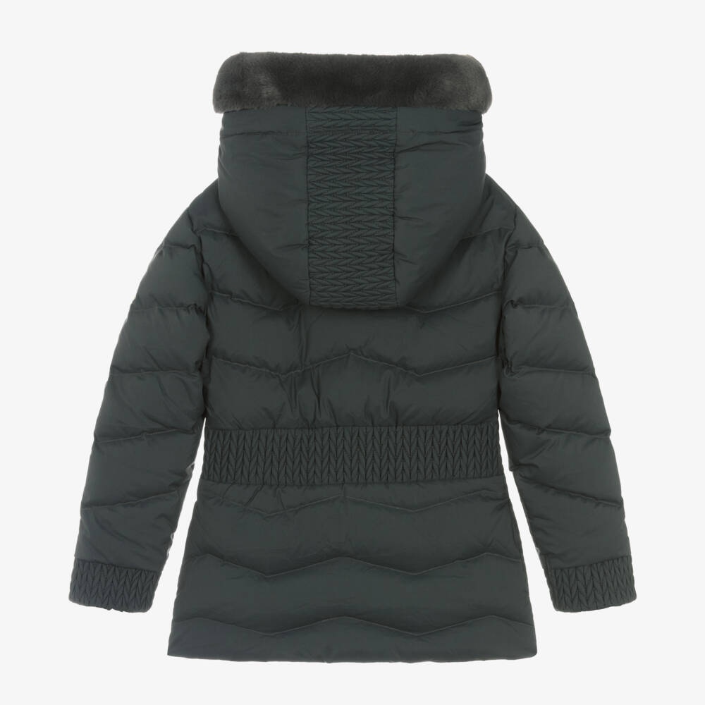 Tartine et Chocolat-Girls Charcoal Quilted Puffer Jacket | Childrensalon Outlet