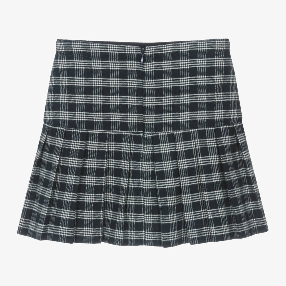 Tartine et Chocolat-Girls Checked Cotton Skirt in Blue | Childrensalon Outlet
