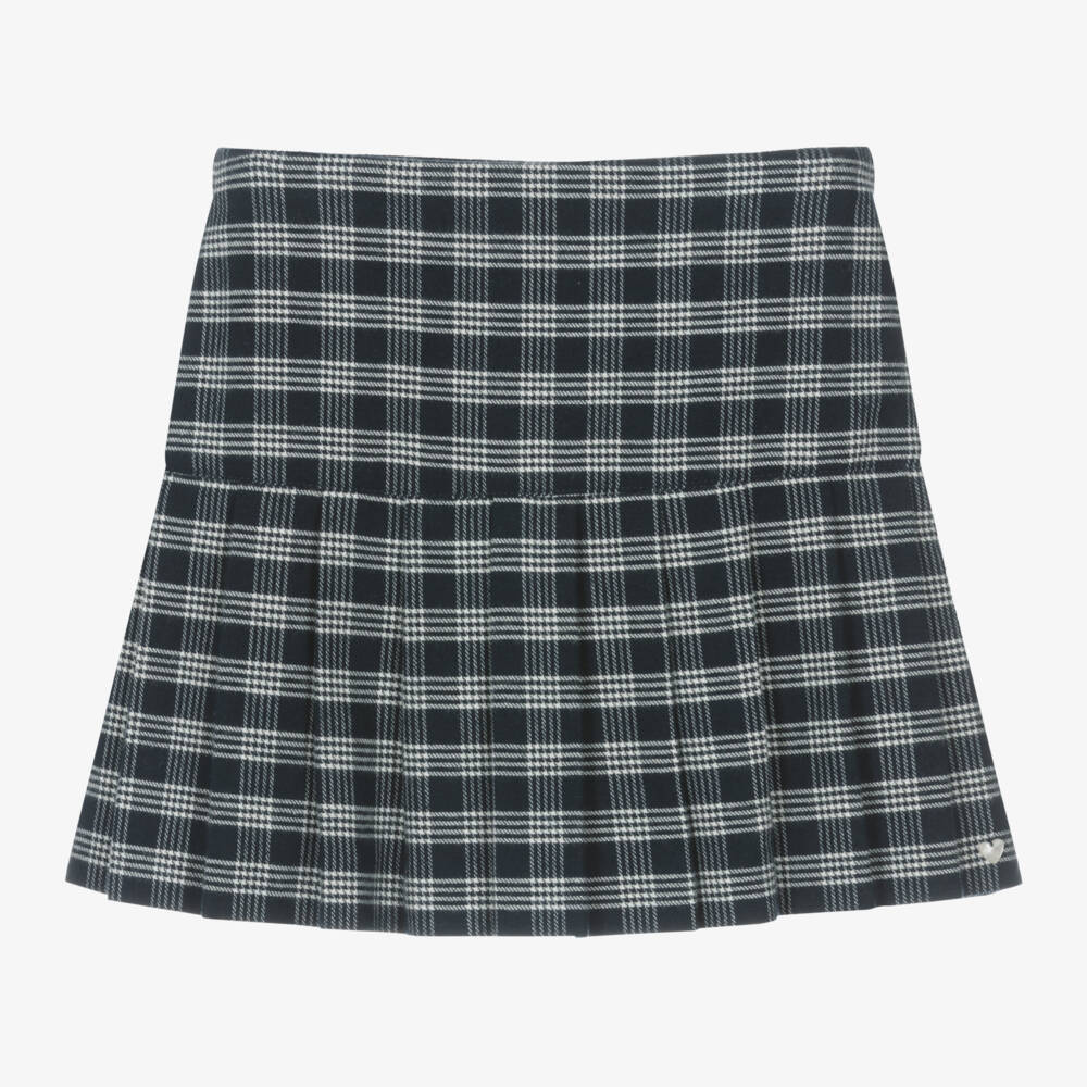 Tartine et Chocolat-Girls Checked Cotton Skirt in Blue | Childrensalon Outlet