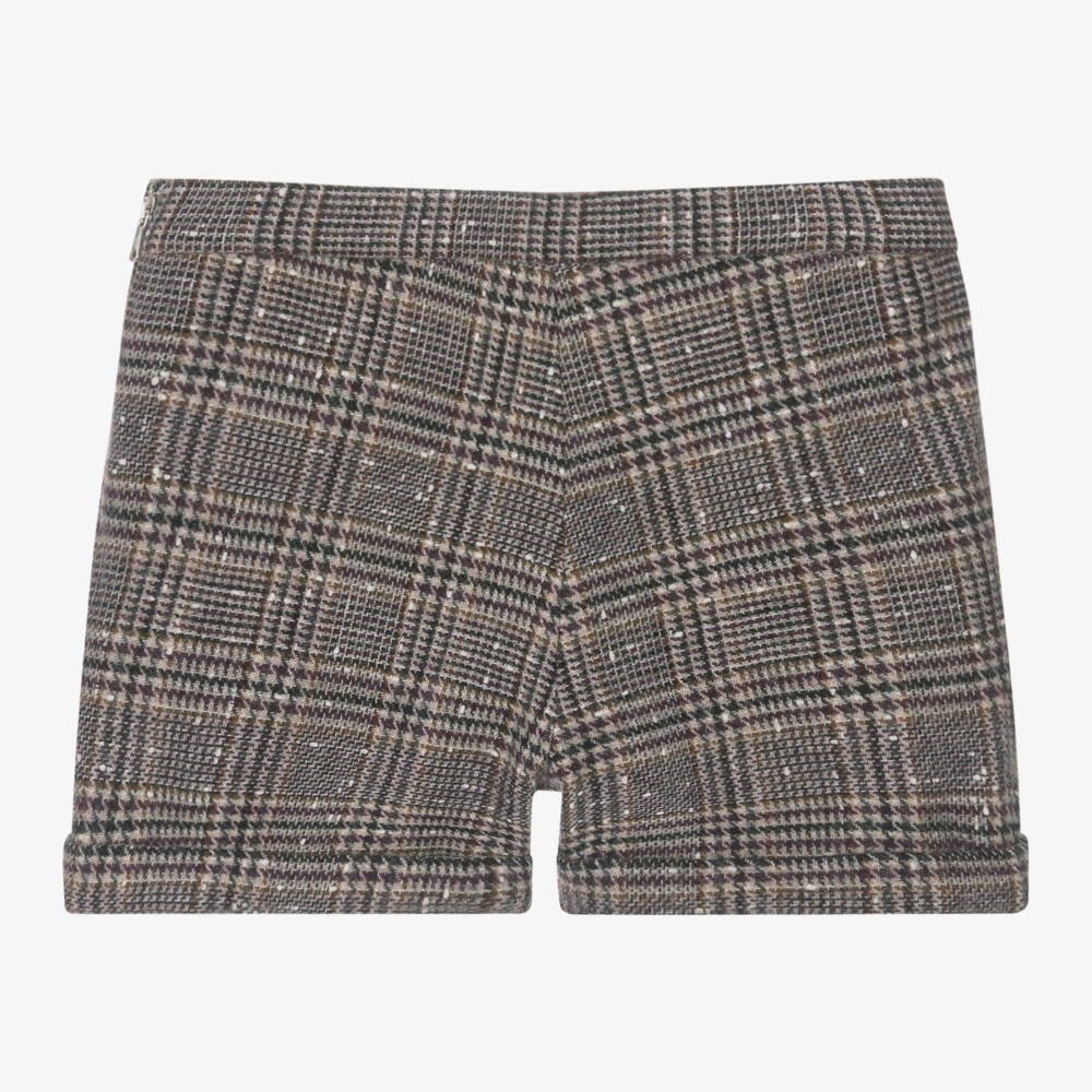 Tartine et Chocolat-Girls Checked Wool Blend Shorts | Childrensalon Outlet