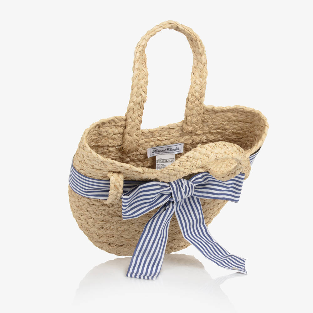 Tartine et Chocolat-Girls Chic Woven Beige Tote | Childrensalon Outlet