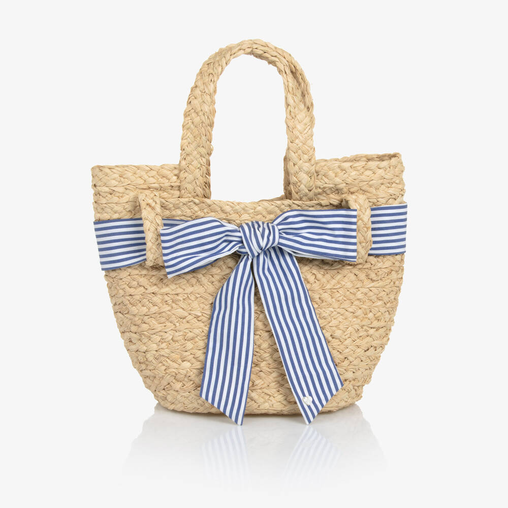 Tartine et Chocolat-Girls Chic Woven Beige Tote | Childrensalon Outlet