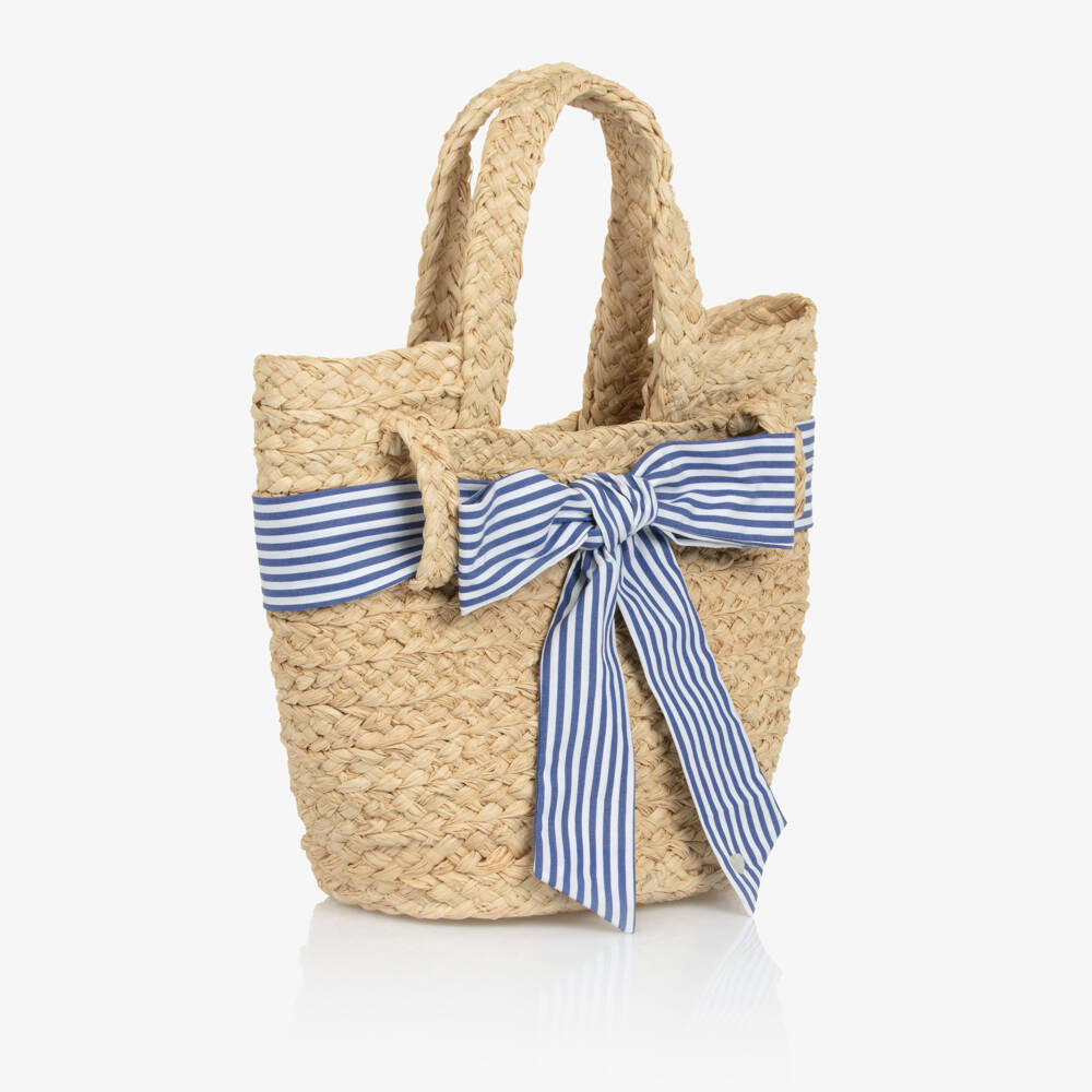Tartine et Chocolat-Girls Chic Woven Beige Tote | Childrensalon Outlet