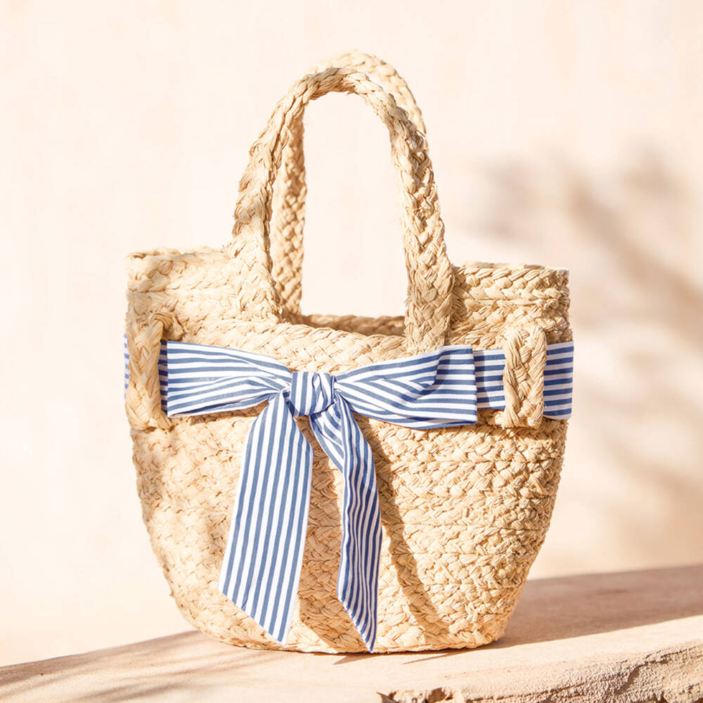 Tartine et Chocolat-Girls Chic Woven Beige Tote | Childrensalon Outlet