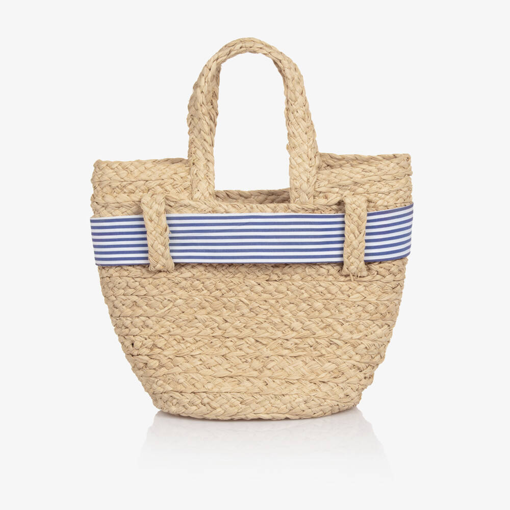 Tartine et Chocolat-Girls Chic Woven Beige Tote | Childrensalon Outlet