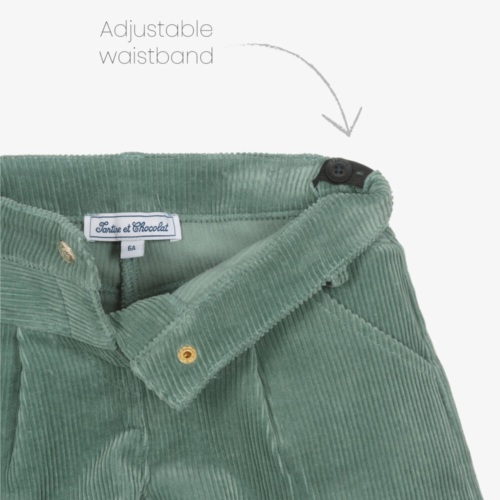 Tartine et Chocolat-شورت كوردروي قطن لون أخضر للبنات | Childrensalon Outlet