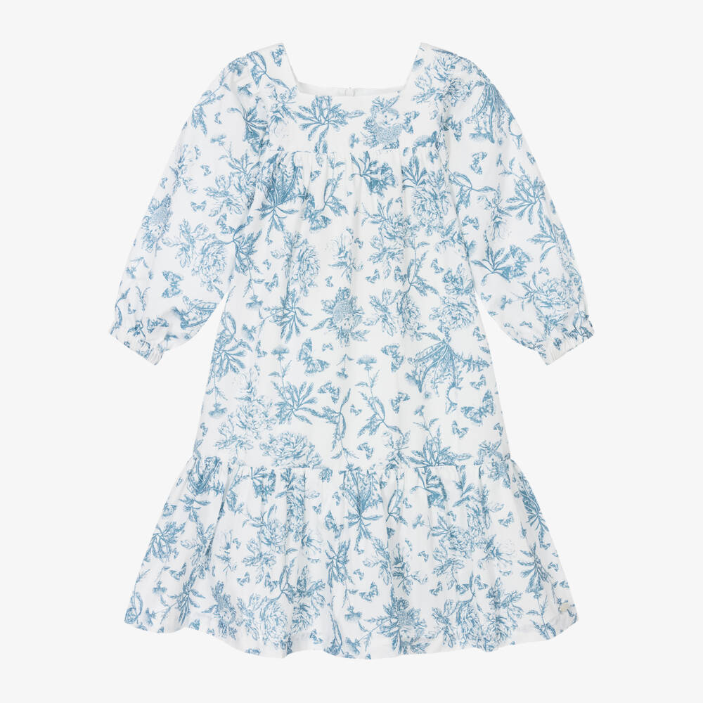 Tartine et Chocolat-Girls Cotton Toile De Jouy Dress | Childrensalon Outlet