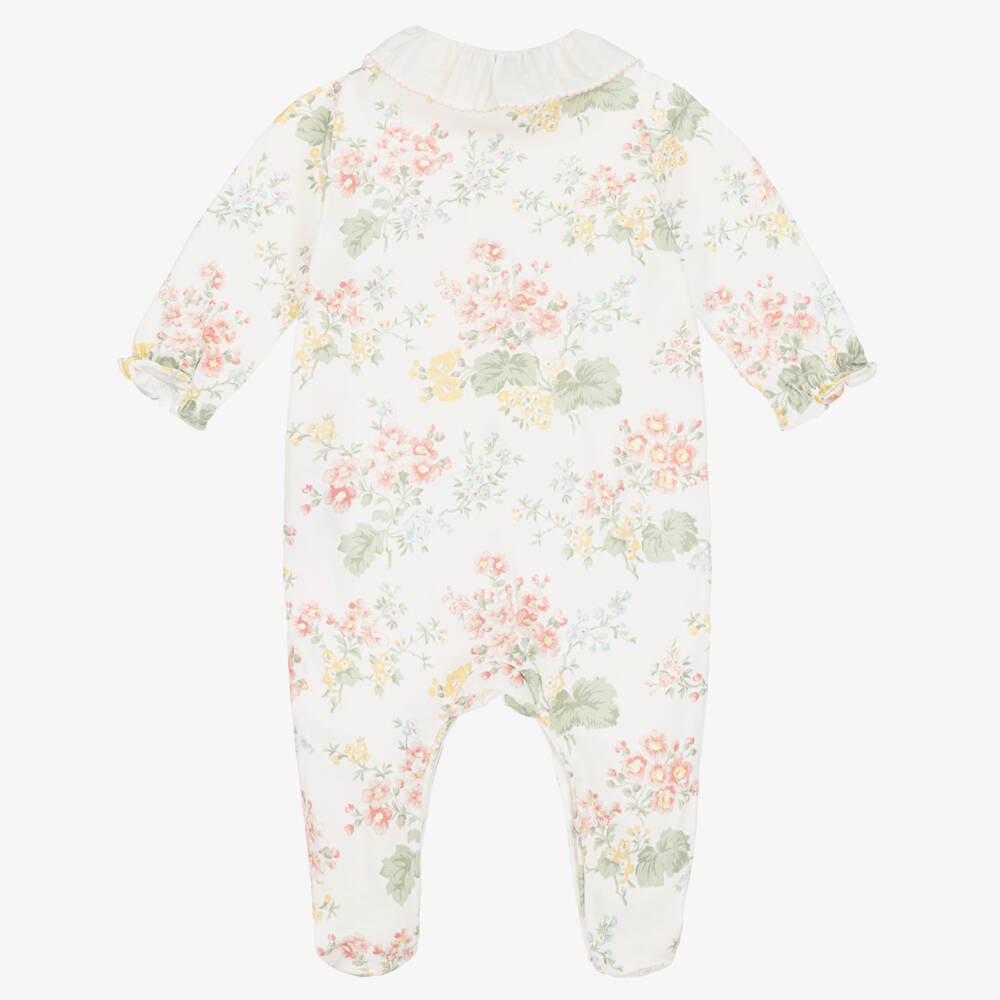 Tartine et Chocolat-Кремовый хлопковый ромпер с цветочным узором для девочек | Childrensalon Outlet