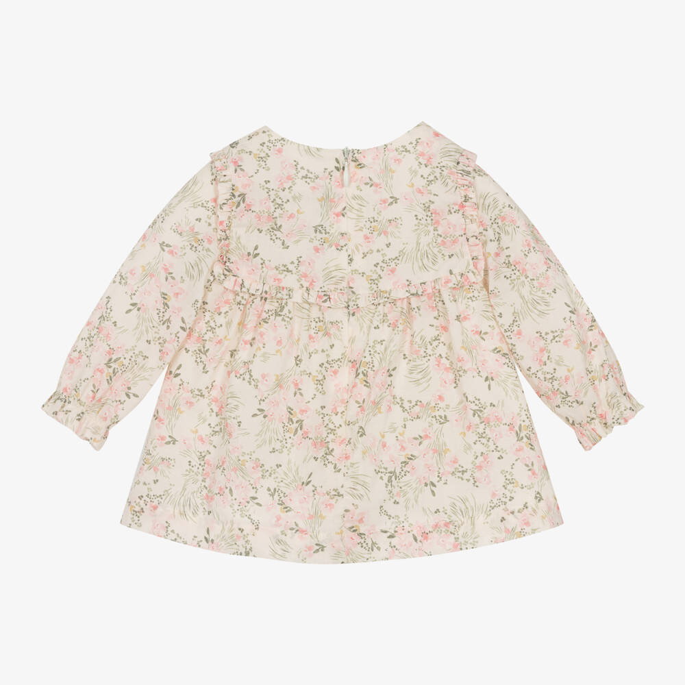 Tartine et Chocolat-Girls Cream Floral Cotton Top | Childrensalon Outlet